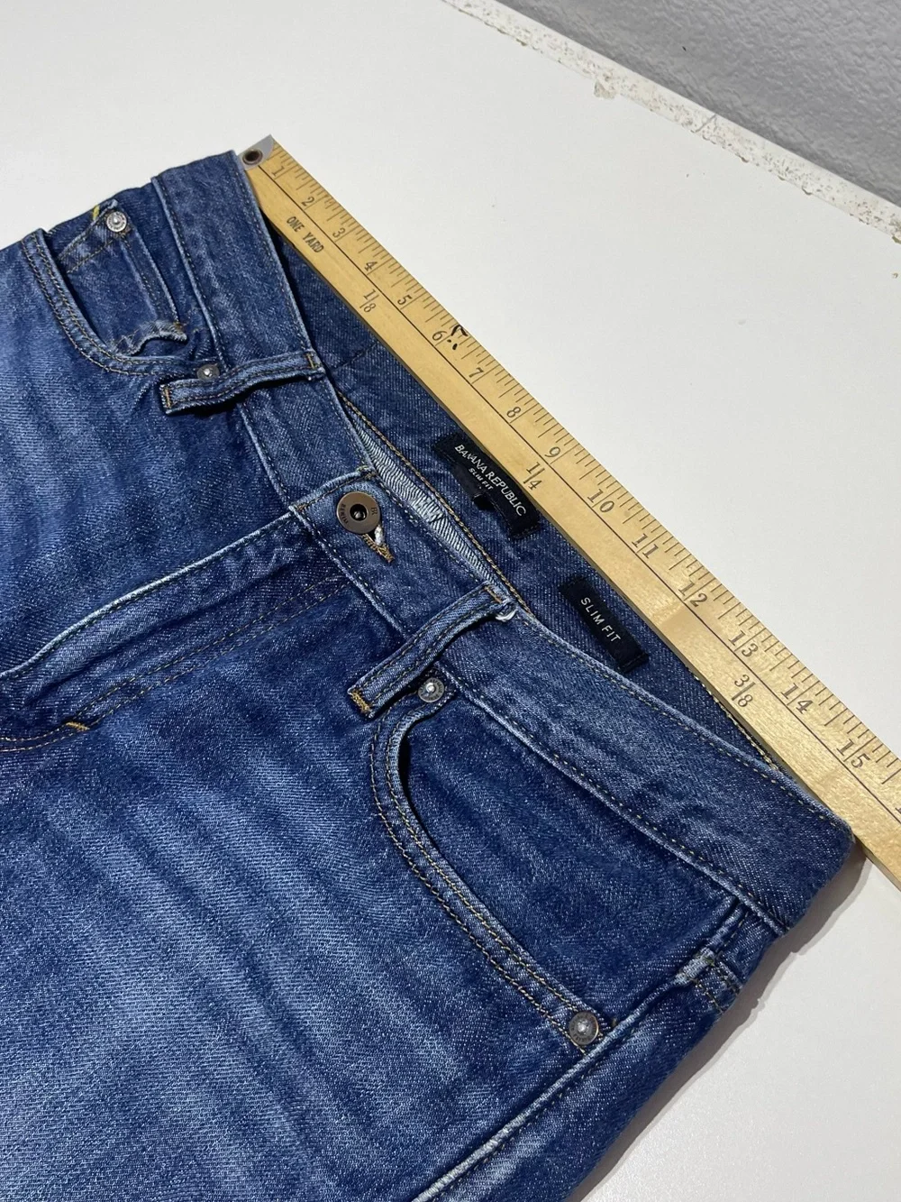 Banana Republic Selvedge Jeans Mens 31x32 Organic Cotton Blue Slim Denim Pants - Picture 7 of 11
